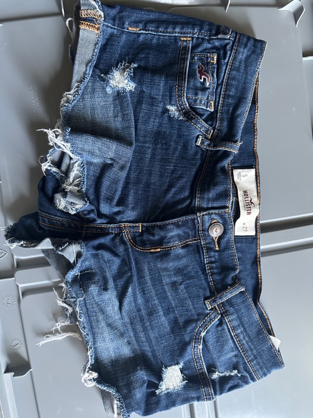 Hollister Women's Distressed Denim Shorts - Indigo Blue